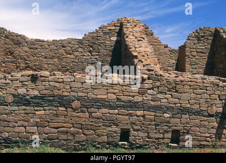 Ancestral Puebloan/Anasazi Ruinen, Aztec National Monument, New Mexico. Foto Stockfoto