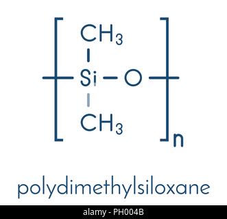 Silikonöl (Polydimethylsiloxan, PDMS) Silikon Polymer, chemische Struktur. Silikonöl und eng verwandten Stoffen sind mit Silikon abdichten verwendet Stock Vektor