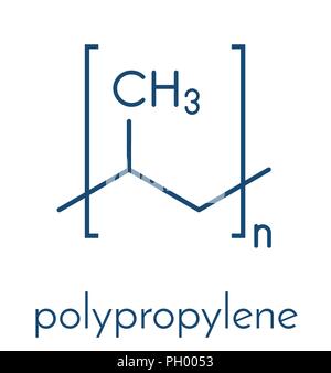 Polypropylen (PP) polypropene, Kunststoff, chemische Struktur. Skelettmuskulatur Formel. Stock Vektor