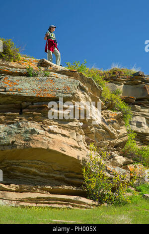 Blick entlang Loop Trail Klippe, ersten Völker Buffalo Jump State Park, Montana Stockfoto