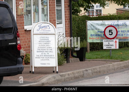 Waldstadt, Mansfield, Großbritannien. 29. August 2018. Ein 66-jährige Mann und die 48-jährige Frau an hohen Bäumen Park Homes in Waldstadt, Mansfield gestorben sind. Credit: Andy Gallagher/Alamy leben Nachrichten Stockfoto