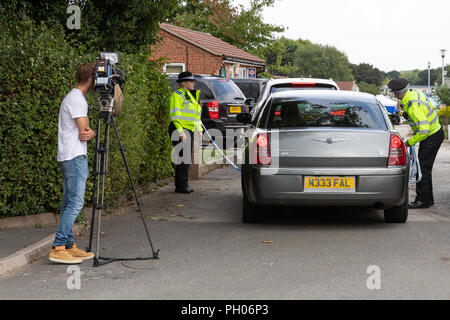 Waldstadt, Mansfield, Großbritannien. 29. August 2018. Ein 66-jährige Mann und die 48-jährige Frau an hohen Bäumen Park Homes in Waldstadt, Mansfield gestorben sind. Credit: Andy Gallagher/Alamy leben Nachrichten Stockfoto