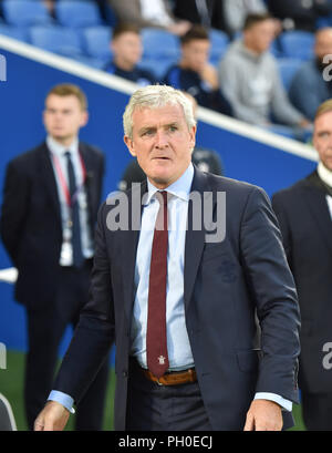 Southampton Manager Mark Hughes während der carabao Cup Achtelfinale zwischen Brighton und Hove Albion und Southampton an der American Express Community Stadion. 28. August 2018 nur für den redaktionellen Gebrauch bestimmt. Kein Merchandising. Für Fußball Bilder FA und Premier League Einschränkungen Inc. kein Internet/Mobile Nutzung ohne fapl Lizenz - für Details Kontakt Fußball Dataco Stockfoto
