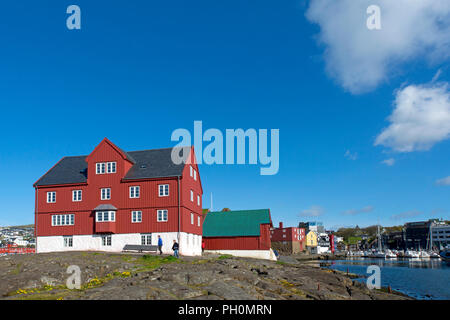 Alte färöische Parlament Gebäude Halbinsel Tinganes Tórshavn, Färöer, Dänemark Stockfoto