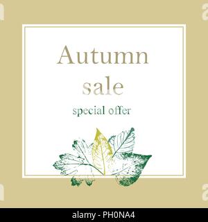 Herbst Sale Hintergrund Layout mit Blättern für Shopping Verkauf oder Promo Poster und frame Packungsbeilage oder Web Banner schmücken. Vector Illustration Vorlage. Stock Vektor