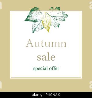 Herbst Sale Hintergrund Layout mit Blättern für Shopping Verkauf oder Promo Poster und frame Packungsbeilage oder Web Banner schmücken. Vector Illustration Vorlage. Stock Vektor
