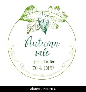 Herbst Sale Hintergrund Layout mit Blättern für Shopping Verkauf oder Promo Poster und frame Packungsbeilage oder Web Banner schmücken. Vector Illustration Vorlage. Stock Vektor