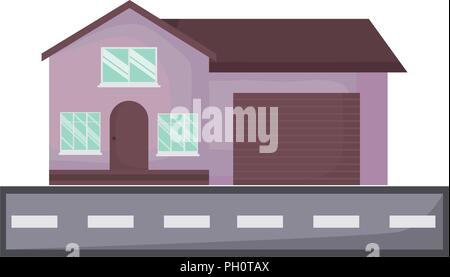 Modernes Haus und Straße über weißer Hintergrund, Vektor, Abbildung Stock Vektor