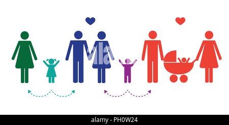 Große bunte Patchwork-Familie Konzept Piktogramm Vector Illustration Stock Vektor