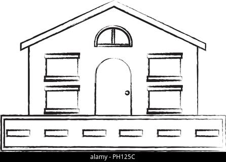 Modernes Haus und Straße über weißer Hintergrund, Vektor, Abbildung Stock Vektor