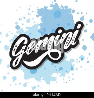 Gemini schrift Kalligraphie Pinsel Text Horoskop Sternzeichen Abbildung Stock Vektor