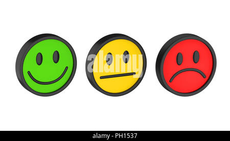 Smiley-Gesichter Icons isoliert Stockfoto