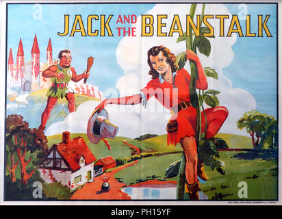1930 Pantomime Plakat für Jack und die bohnenstange war ein Element der bric-à-brac auf dem Display ein englischer Antiquitäten center Stockfoto