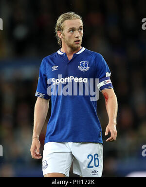 Everton ist Tom Davies während der carabao Cup, zweite runde Spiel im Goodison Park, Liverpool. Stockfoto