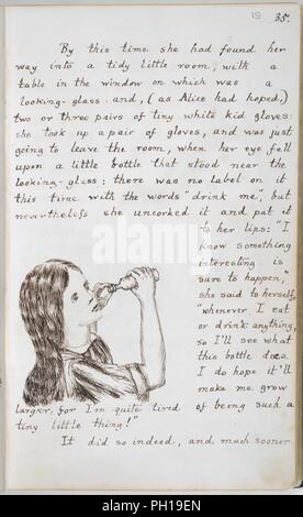 Alices Abenteuer im Wunderland unter der Erde [] - 'Alice Getränke zu wachsen höher". Stockfoto