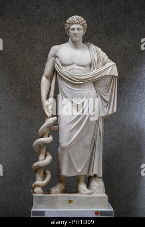 Rom. Italien. Statue von Aesculapius/Asklepios, römische Interpretation (2. C A D) Der 4 C v. Chr. Griechische original, von der Quirinal, 1784. Braccio Keine Stockfoto