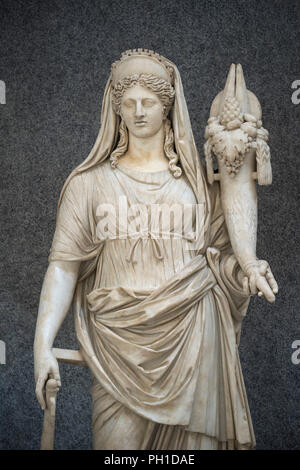 Rom. Italien. Statue des römischen Göttin Fortuna/Fortune Holding ein Füllhorn. Braccio Nouvo, Chiaramonti Museum, die Vatikanischen Museen. Musei Vaticani. Kopf Stockfoto