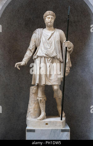 Rom. Italien. Statue eines Jägers, römische Portrait von Antonine Ära (2. C A D) Braccio Nouvo, Chiaramonti Museum, die Vatikanischen Museen. Musei Vaticani. Kopf Stockfoto