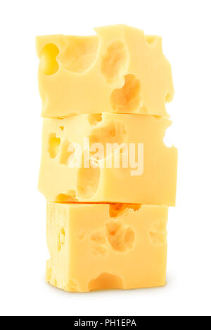 Käse, auf weißem Hintergrund, Freistellungspfad Stockfoto