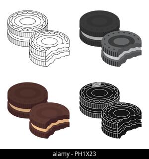 Schokolade sandwich cookies Symbol in Cartoon Design auf weißem Hintergrund. Chocolate desserts Symbol vektor Illustration. Stock Vektor