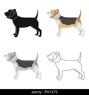 Hund mit halskragen Symbol in Cartoon Design auf weißem Hintergrund. Tierklinik symbol Vektor Illustration. Stock Vektor