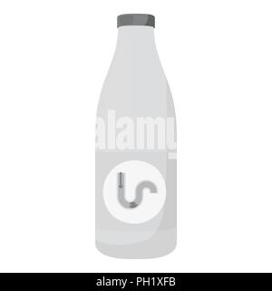 Rohrreiniger Symbol in Schwarzweiß-Stil auf weißem Hintergrund. Sanitär symbol Vektor Illustration. Stock Vektor