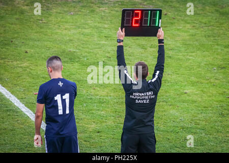 Velika Gorica, Kroatien - 25 th, August 2018: Die erste Fußball-kroatischen Liga Hrvatski Telekom, Fußballspiel zwischen Hnk Gorica und Rudes auf Gorica Stockfoto