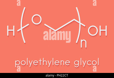 Polyethylenglykol (PEG), chemische Struktur. Formen der PEG sind als Abführmittel, Hilfsstoffe usw. Skelett Formel verwendet wird. Stockfoto