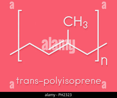 Trans-1,4-polyisopren Polymer, chemische Struktur. Hauptbestandteil der Guttapercha. Skelettmuskulatur Formel. Stockfoto