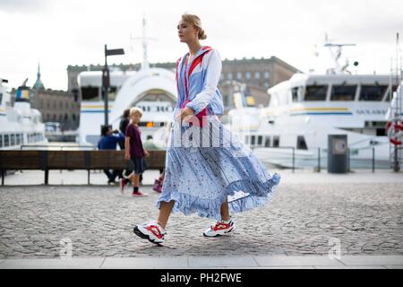 Cecilie Sturm Christensen posiert auf der Straße während der Fashion Week in Stockholm, 29.August 2018 - Foto: Start- und Landebahn Manhattan*** Für die redaktionelle Nutzung nur*** | Verwendung weltweit Stockfoto