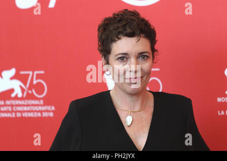 Europa, Italien, Lido di Venezia, 30. August 2018: Olivia Colman am Fotoshooting der Film "Liebling" Regisseur Yorgos Lanthimos. 75. Internationalen Filmfestival von Venedig. Foto © ottavia Da Re/Sintesi/Alamy leben Nachrichten Stockfoto