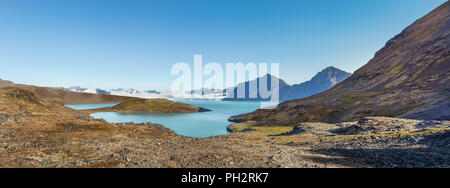 Ansicht des Signehamna, einer natürlichen Bucht und Hafen in Albert ich in Spitzbergen, Svalbard, Norwegen Land. Stockfoto