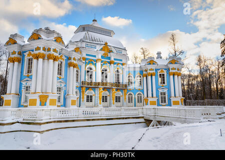 Pavillon Hermitage in Catherine Park in Zarskoje Selo im Winter. Stadt Puschkin. Sankt Petersburg. Russland Stockfoto