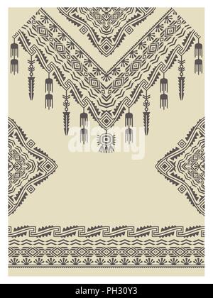 Design Ausschnitt, Ärmeln und Grenze im ethnischen Stil. Bohemian chic Stil. Indianer Schmuck für Dekorationen und Stoffe Stock Vektor