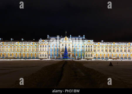 Catherine Palace in Zarskoje Selo bei Nacht im Winter. Stadt Puschkin. Sankt Petersburg. Russland Stockfoto