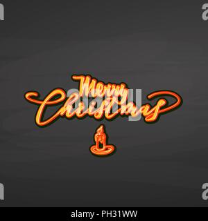 Frohe Weihnachten Beschriftung auf dem Schwarzen Brett. Schön kalligraphisches Kunstwerk für Grußkarten, Poster pints oder Wand Art.-Vektor Skizze gezeichnet. Stock Vektor