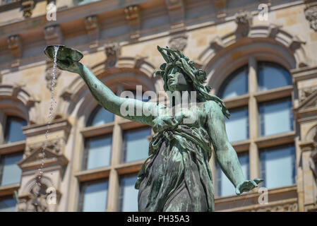 Hygieia-Brunnen, Innenhof, Rathaus, Rathausmarkt, Hamburg, Deutschland Stockfoto