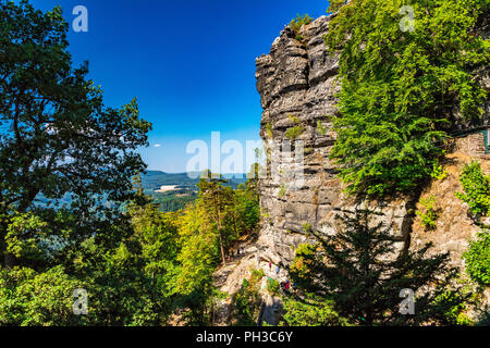 Böhmische Schweiz, auch als Böhmische Schweiz bekannt, ist eine malerische Region im Nordwesten der Tschechischen Republik. Stockfoto