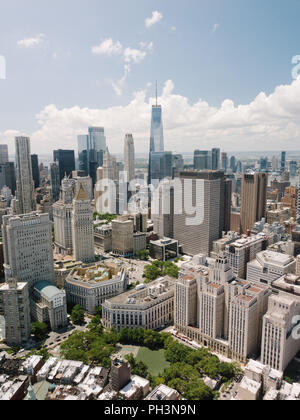 Drone Luftaufnahme World Trade Center Blick auf die Stadt Schöne NYC New York Stockfoto