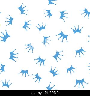 Vector Illustration. Nahtlose Muster. Blauen Silhouetten von Kronen auf weißem Hintergrund Stock Vektor