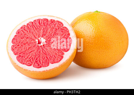 Grapefruit auf weißem Hintergrund, Beschneidungspfade, volle Tiefenschärfe Stockfoto