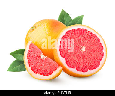 Grapefruit auf weißem Hintergrund, Beschneidungspfade, volle Tiefenschärfe Stockfoto