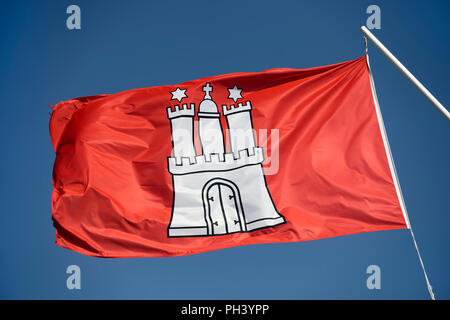 Flagge der Hansestadt Hamburg, Deutschland Stockfoto