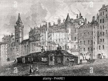 Die Edinburgh City Guard House, High Street, Royal Mile, Edinburgh, Schottland, 19. Jahrhundert Stockfoto