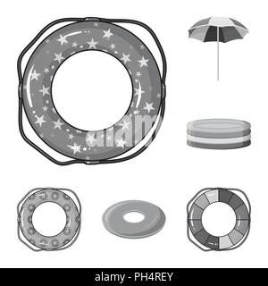 Mehrfarbige schwimmen Kreis monochrome Icons im Set Sammlung für Design. Verschiedene lifebuoysvector Symbol lieferbar Abbildung. Stock Vektor