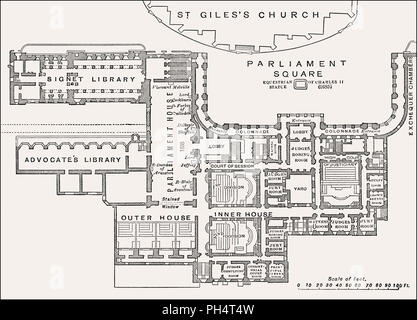 Plan durch das Parlament sowie die obersten Gerichte in Schottland, Edinburgh, 19. Jahrhundert Stockfoto