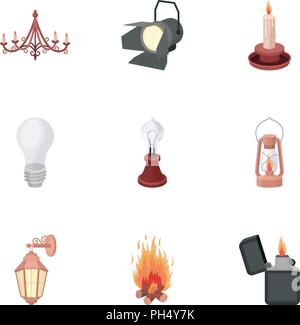 Light source set icons in cartoon style. Big collection of light source vector symbol stock Stock Vektor