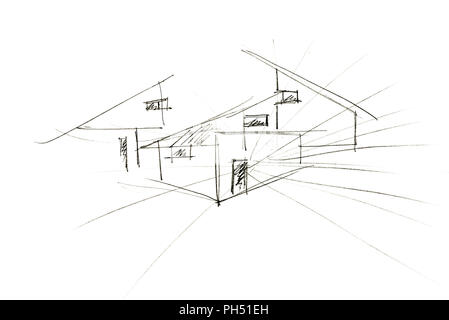 Hand gezeichnet Haus planen. Architektur Konzept. Stockfoto