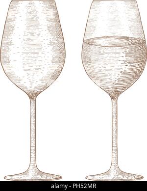 Glas Wein. Hand Skizze gezeichnet Stock Vektor