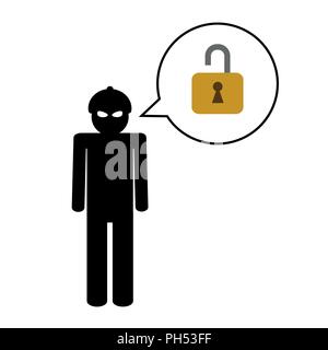 Hacker in der Maske reden über Sicherheit isoliert Vektor-illustration EPS 10. Stock Vektor